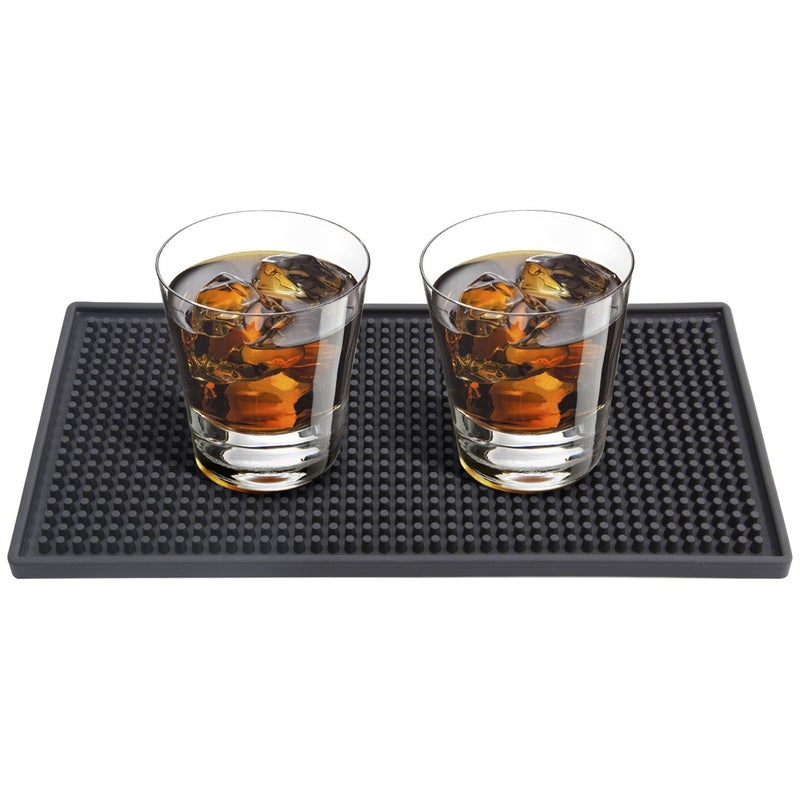 Facmogu فاسموغو 2 قطع حصائر بار مطاطية 12" × 6"، حصائر خدمة بار PVC لبارتندر الكوكتيل، وسادات أكواب تسرب زجاج الويسكي والقهوة والنبيذ والشاي والبيرة، حصائر - Image 3